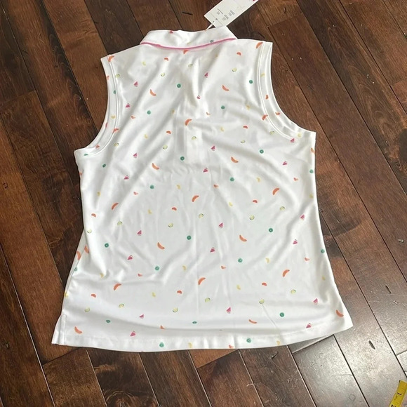 Lady Hagen Sleeveless Golf Polo shirt White Fruit print Size M NWT Tennis Active - Picture 3 of 12